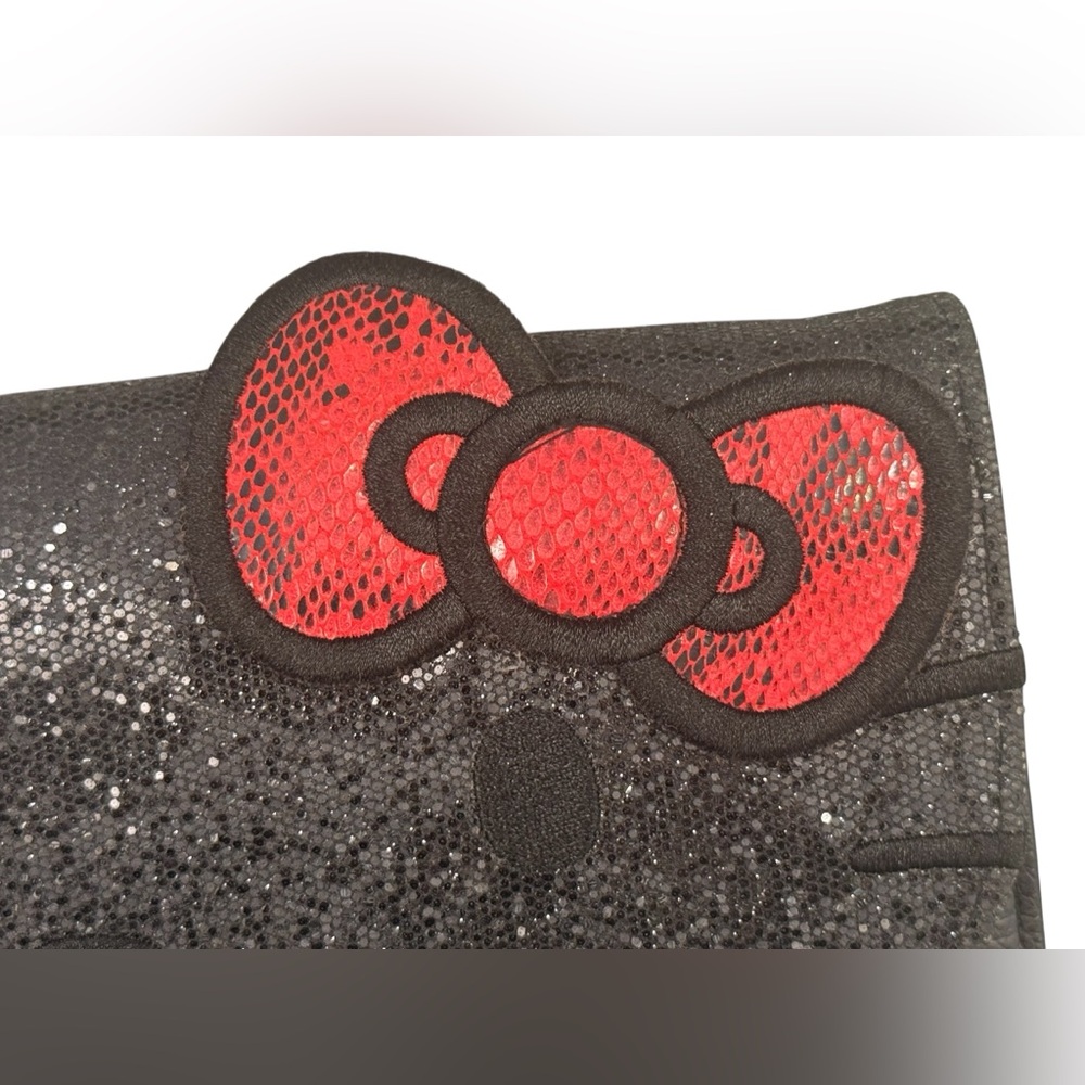 Loungefly Hello Kitty Black Sparkle Envelope Clutch Wristlet with Red Bow - Picture 15 of 15